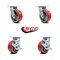 Service Caster 5 Inch Red Poly on Cast Iron Swivel Caster Set with Ball Bearings 2 Brakes SCC SCC-30CS520-PUB-RS-2-TLB-2 - alternate 2